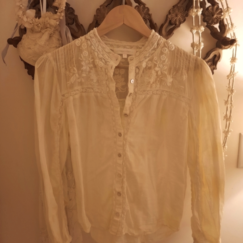Loveshackfancy Hand Dyed Ronda Top, Lemon Drop, Small